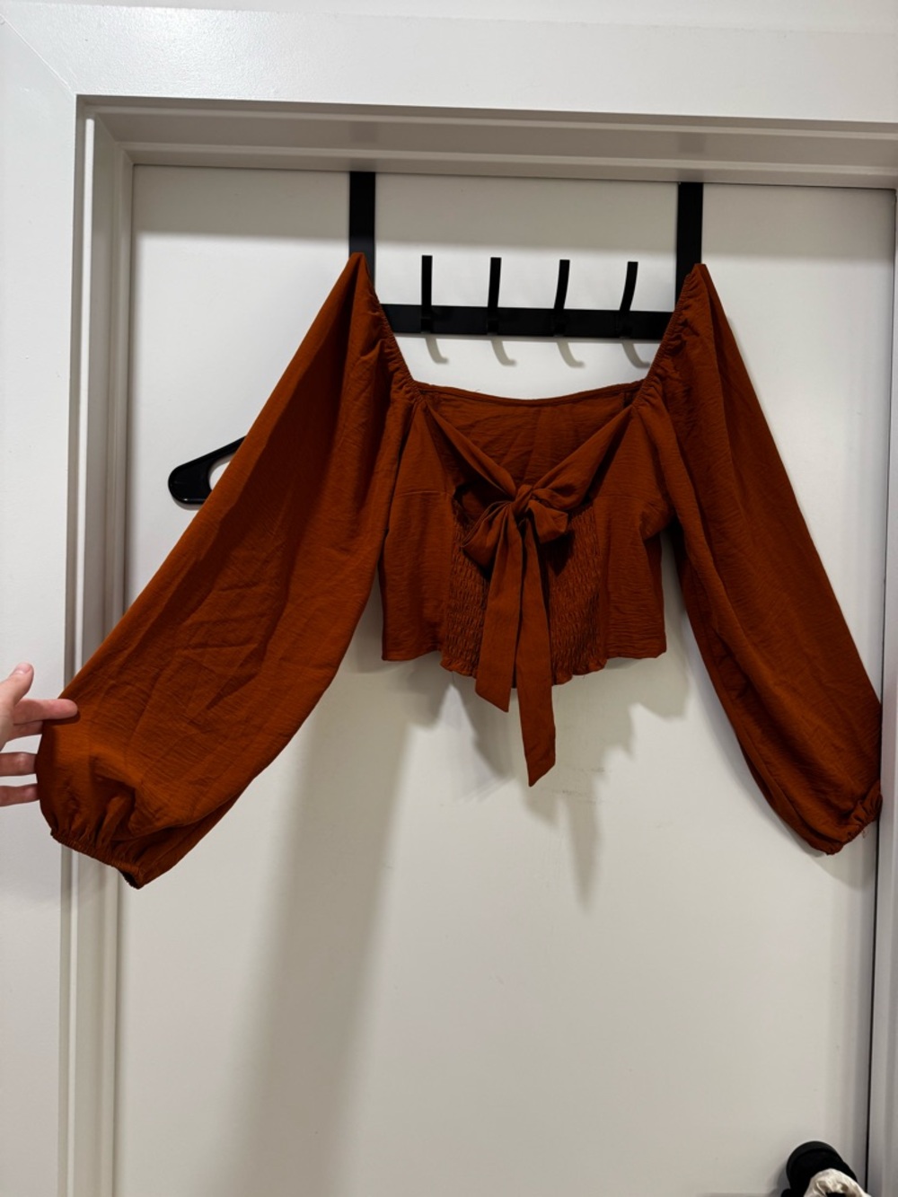 Altar'd State Rust Brown Off-Shoulder Long Sleeve Top